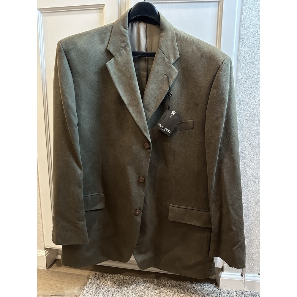 Brandini Le Collezioni for Hecht's Blazer Men's 48 R Tall Brown Microfiber NEW